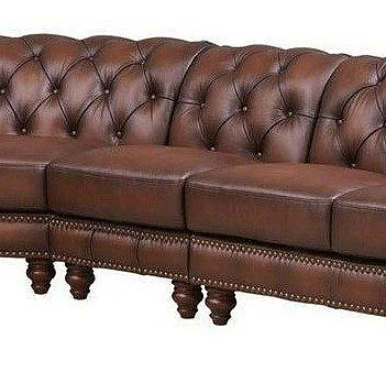 Hydeline Alton Bay Leather Armless Chair in Caramel Brown