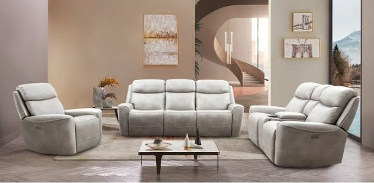 Furniture of America Artemia 2pc Power Reclining Living Room Set in Light Taupe