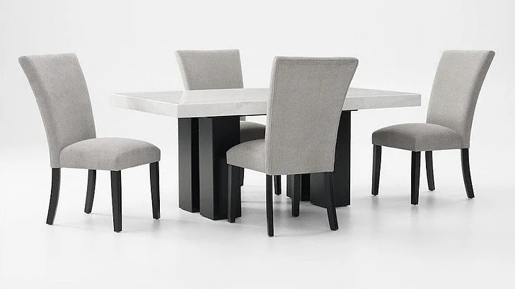 Steve Silver Artemis ('Formerly Known as Camilla') 5pc Rectangle Dining Table Set in Marble/Black