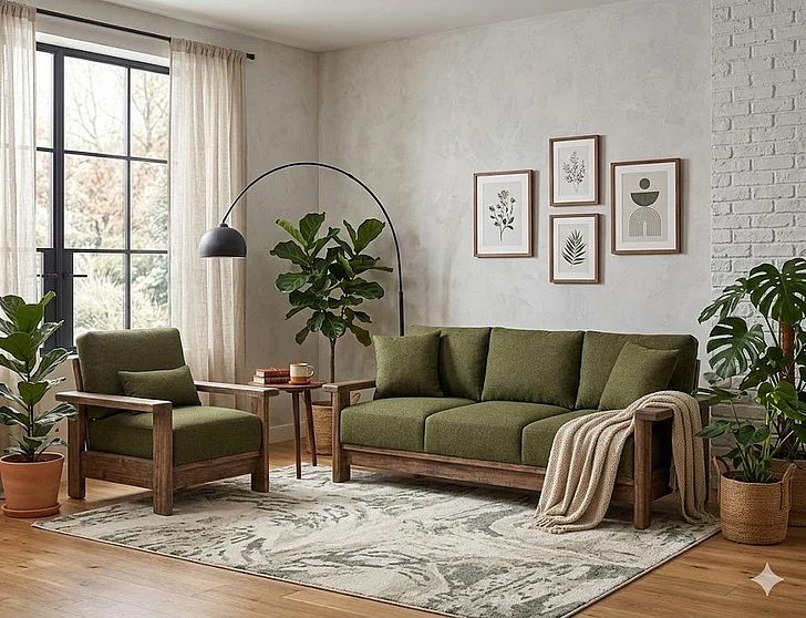 IFD Duna 2pc Living Room Set in Green