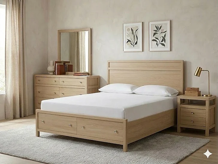 Magnussen Furniture Merrifield 2pc Storage Bedroom Set in Sandstone Beige
