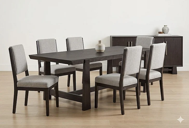 Magnussen Tauren 7pc Trestle Dining Set in Coffee Bean