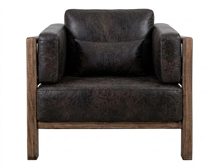 IFD Root Arm Chair in Brown Faux Leather IUP673-ACH-216