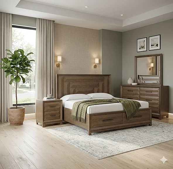 Magnussen Furniture Callisto 2pc Storage Bedroom Set in Bourbon Brown