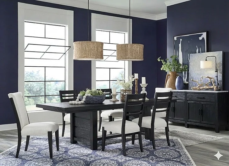 Magnussen Plum Creek 7pc Trestle Dining Set in Ravenwood Black