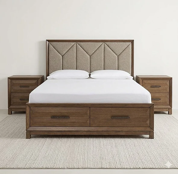 Magnussen Furniture Callisto 2pc Upholstered Storage Bedroom Set in Bourbon Brown