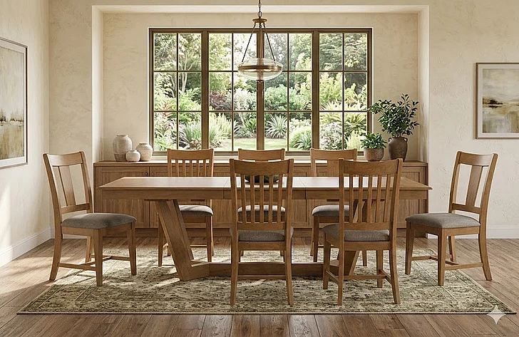 Kincaid Kafe 7pc 80 Inches Rectangular Dining Set in Brown