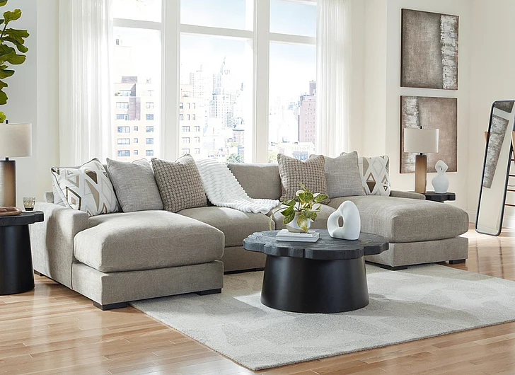 Aslan Court 4-Piece Sofa Pit Sectional Set in Flax
