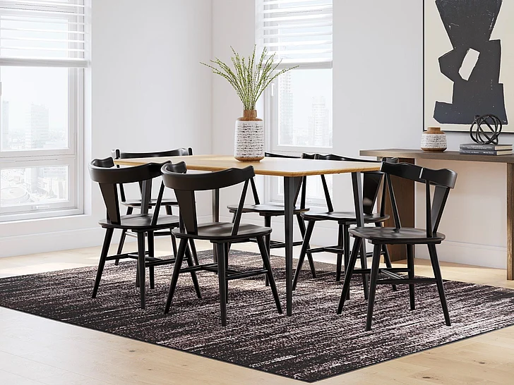 Gretlynn 7-Piece Rectangular Dining Table Set in Black/Natural