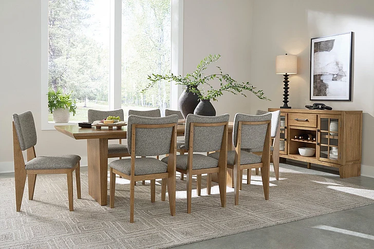 Sherbana 9-Piece Casual Dining Room Set in Light Brown