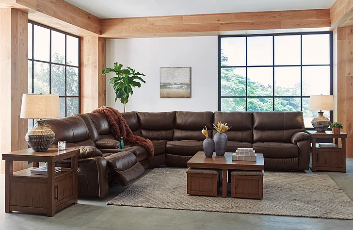 Family Circle 4-Piece Power Reclining Sectional Set in Dark Brown