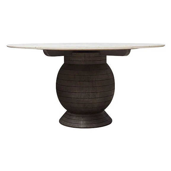 Diamond Sofa Ashe Round Dining Table with Genuine White Marble Top and Solid Acacia Wood Base in Espresso ASHEDTMA