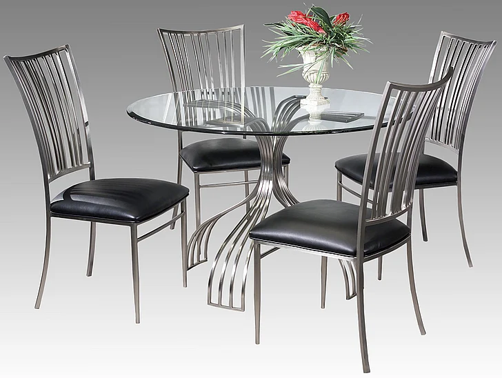 Chintaly Ashtyn 5pcs Diningroom Set in Nickel ASHTYN-DT-SET