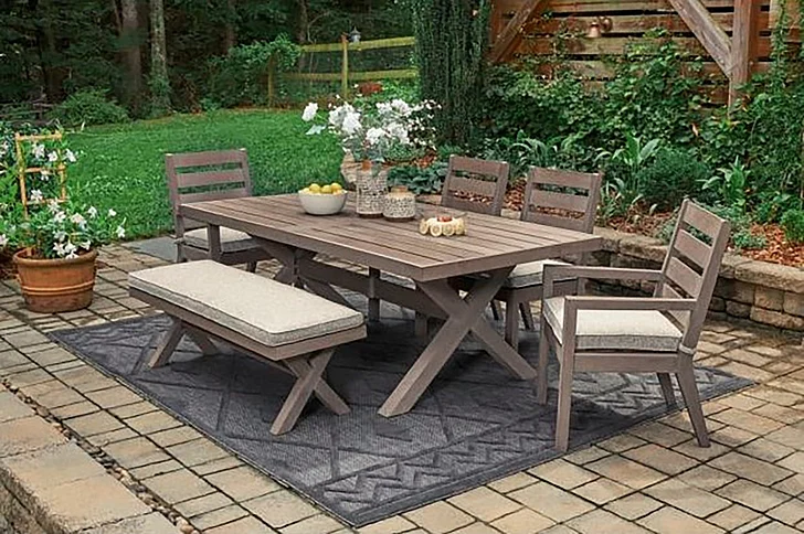 Hillside Barn 7pc Outdoor Dining Room Set in Brown P564