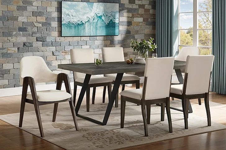Cottage Creek Aspen Court 7pc Dining Room Set in Brown Wood