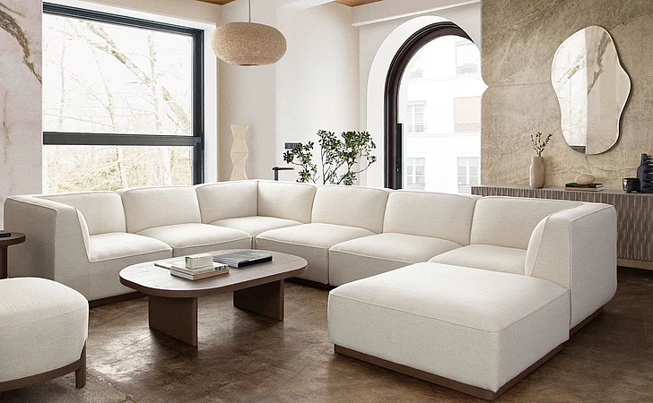Diamond Sofa Aspen 7pc Modular Set in Cream Polyester Fabric