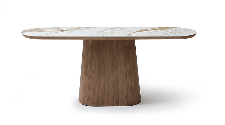 J&M MC Atrio Console Table Walnut/Marble White 17654-C