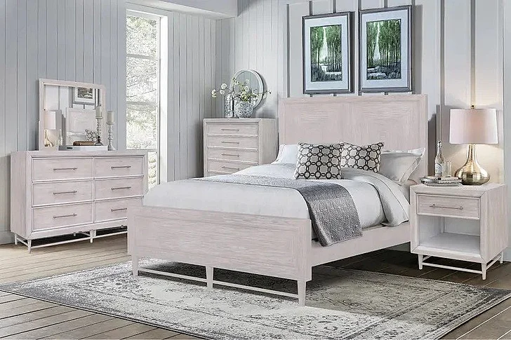 Cottage Creek Augusta 4pc Panel Bedroom Set in Light Wood