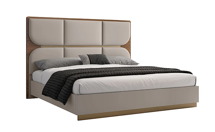 J&M Aurelia King Bed Walnut/Light Grey 17798-K