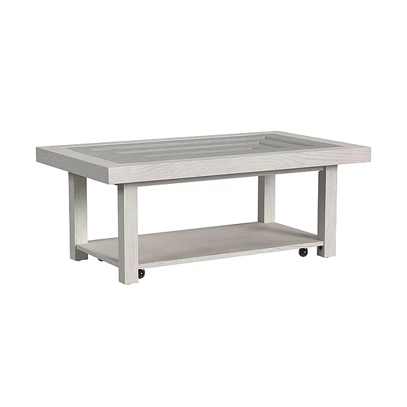 Elements International Avalanche Coffee Table in Antique White T-11600-7-CT