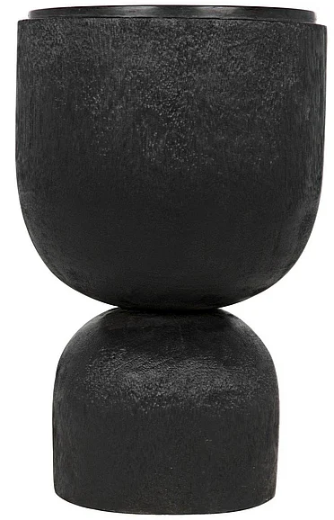 Noir Furniture Large Kudoro Side Table w/Stone Top in Black Burnt AW-28BB