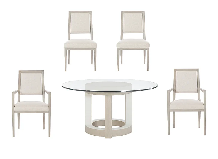 Bernhardt Axiom 5pc 54" Round Dining Set in Linear Gray - SET B