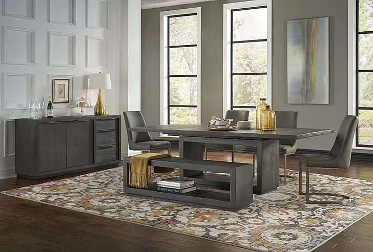 Modus Furniture Oxford 6pc Dining Room Set in Basalt Grey