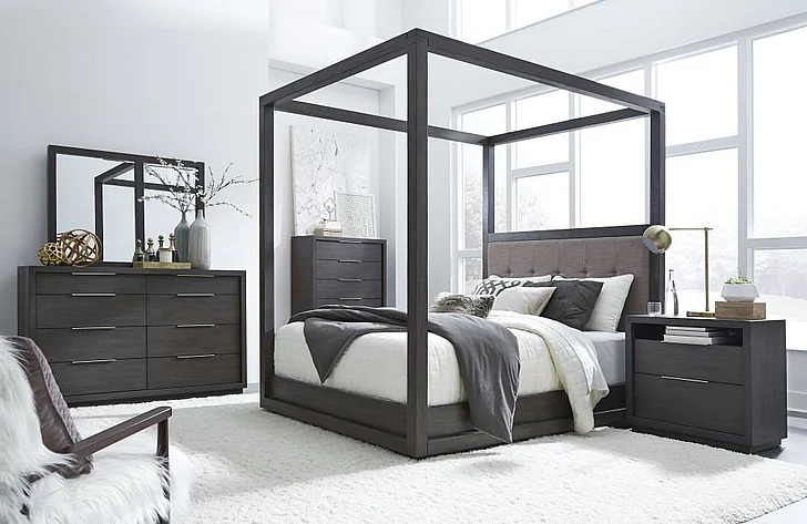 Modus Oxford 2-Piece Canopy Bedroom Set in Basalt Grey