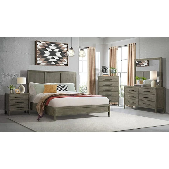 Elements International Versailles 2-Piece Wooden Panel Bedroom Set in Grey