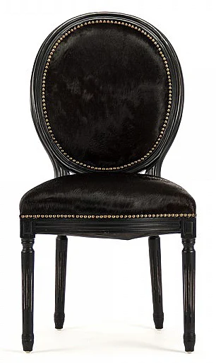 Zentique Medallion Cowhide Side Chair in Black (Set of 2) B004 301-1 CH-BL