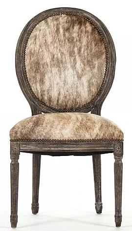 Zentique Medallion Cowhide Side Chair in Limed Charcoal Oak (Set of 2) B004 E271 CH-EL