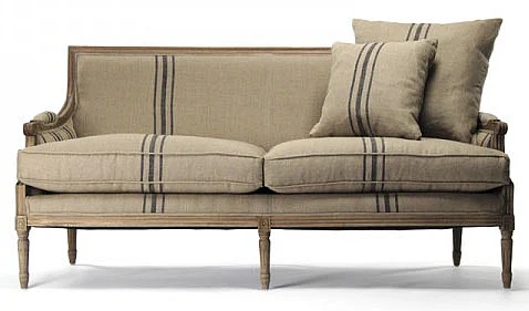 Zentique Louis Sofa Blue Stripes in Beige B007-3 E255-3 A033-1