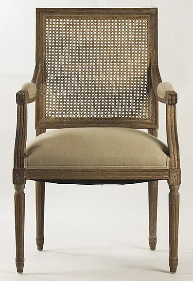 Zentique Louis Arm Chair in Limed Grey Oak (Set of 2) B008 Cane E272 A003