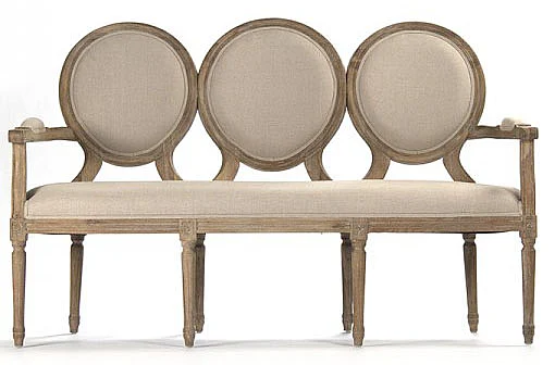 Zentique Medallion Settee in Limed Gray Oak B009-3 E272 A003