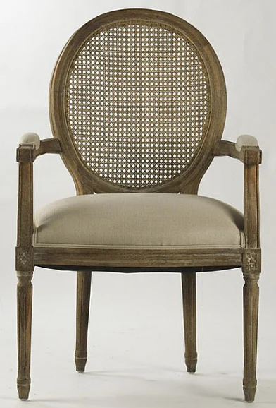 Zentique Medallion Arm Chair in Limed Grey Oak (Set of 2) B009 Cane E272 A003