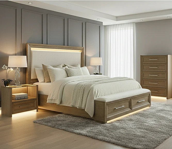 Avalon Furniture 2pc Storage Bedroom Set in Charcoal