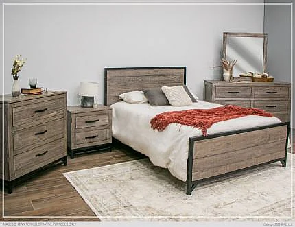 IFD Blacksmith 2pc Panel Bedroom Set in Light Brown