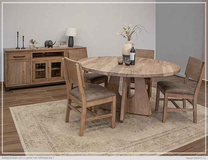 IFD Natural Parota 5pc Round Dining Table Set in Natural