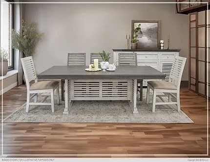 IFD Stone 5pc Rectangular Dining Table Set in Ivory/Warm Gray