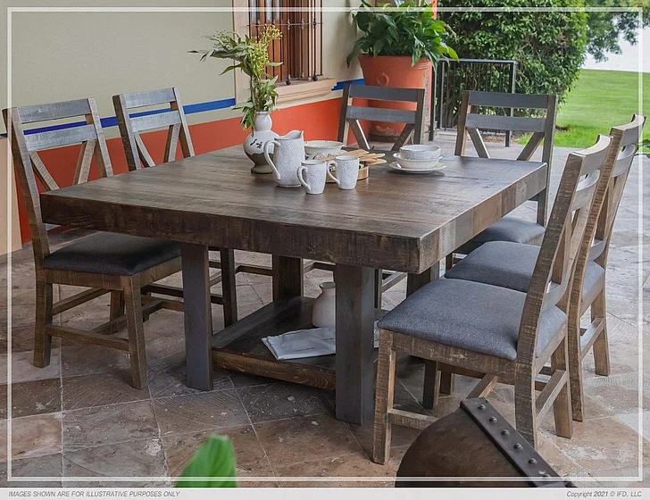 IFD Loft Brown 5pc 54" Square Dining Table Set in Brown