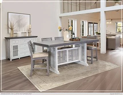 IFD Stone 5pc Rectangular Counter Height Table Set in Ivory/Gray