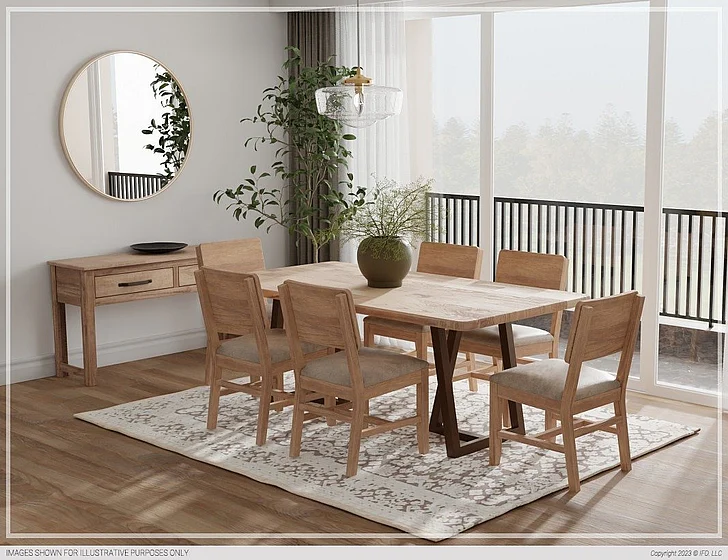 IFD Natural Parota 5pc Rectangular Dining Table Set in Natural