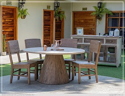 IFD Sahara 5pc Round Dining Table Set in Cream/Caramel