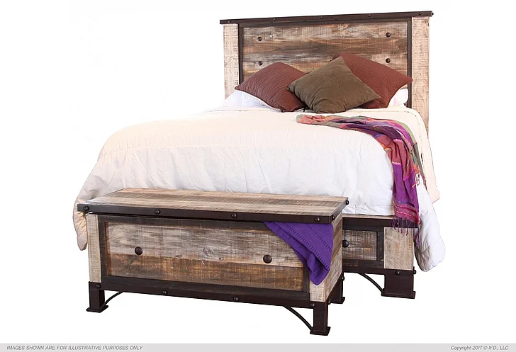 IFD Antique King Platform Bed in Multi Color