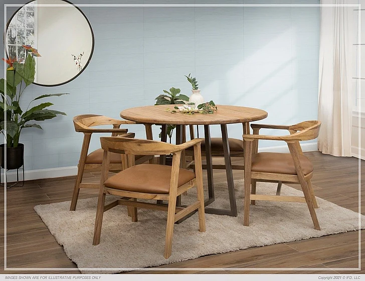 IFD Tulum 5pc Round Dining Table Set in Natural