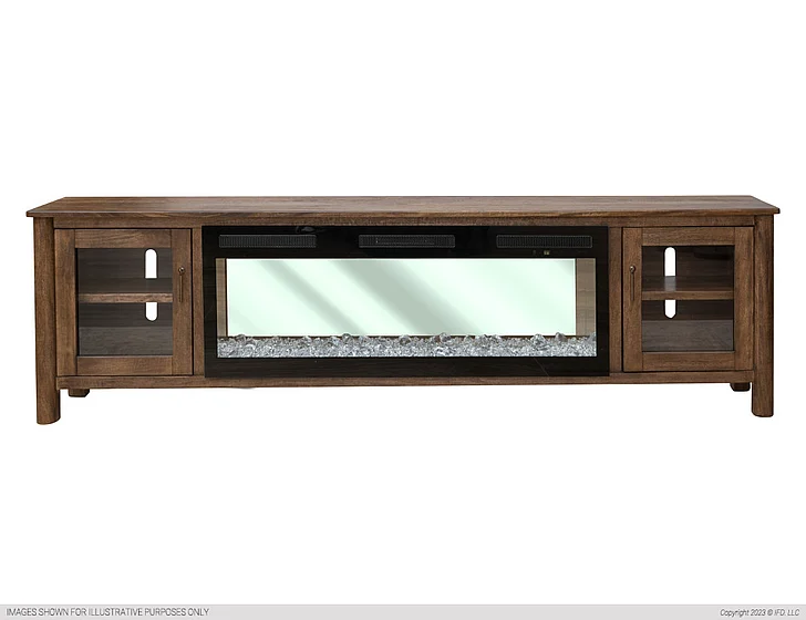 IFD Olimpia 2 Door 93" TV Stand for Electric Fireplace in Natural IFD7381EFP93