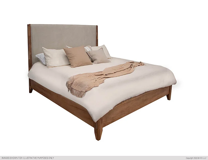 IFD Parota Nova Queen Upholstered Platform Bed in Natural Two-Tone