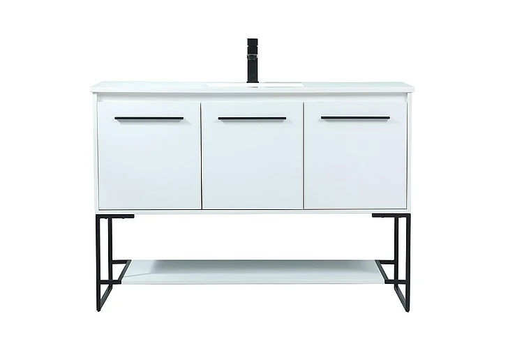 Elegant 48 In. Single Bathroom Vanity in White VF42548MWH CLOSEOUT
