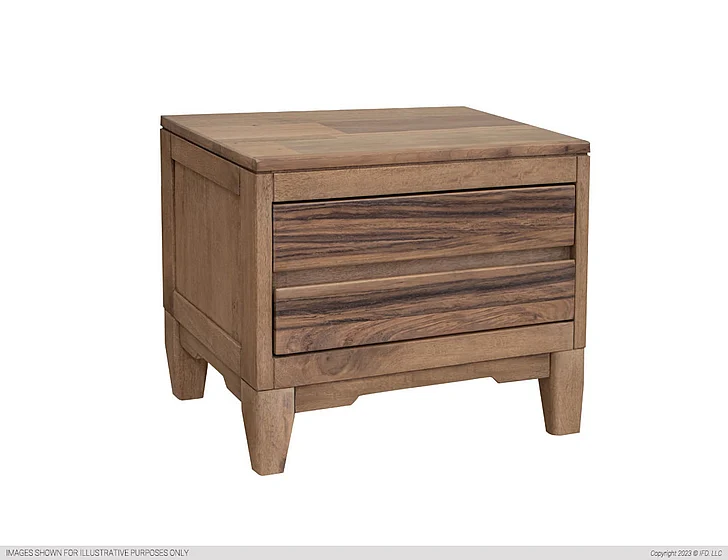IFD Parota Nova 2 Drawer Nightstand in Natural Two-Tone IFD6212NTS