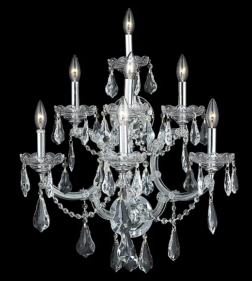 Elegant Maria Theresa 7 Light Chrome Wall Sconce Clear Royal Cut Crystal 2801W7C/RC